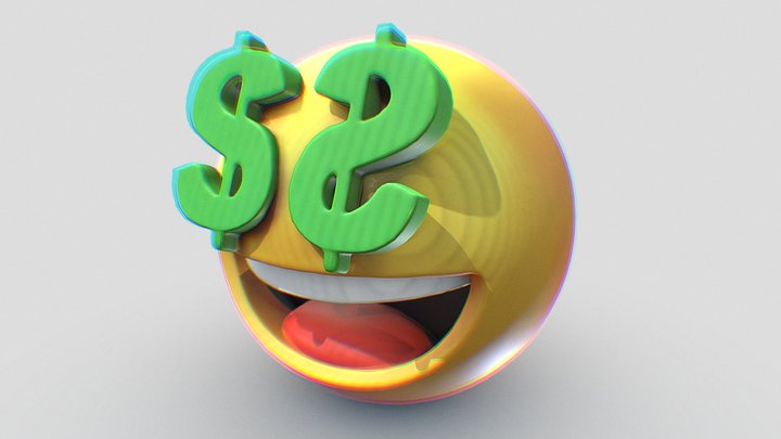 Emoji face with dollar sign eyes. 3D Model