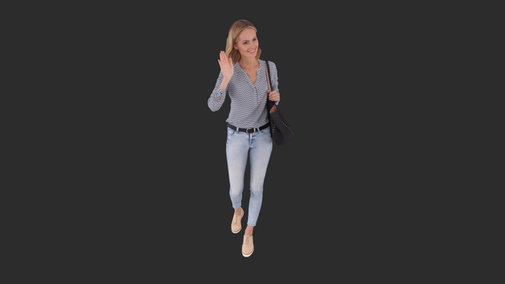 Claudia Posed 007 - Walking 3D Woman 3D Model