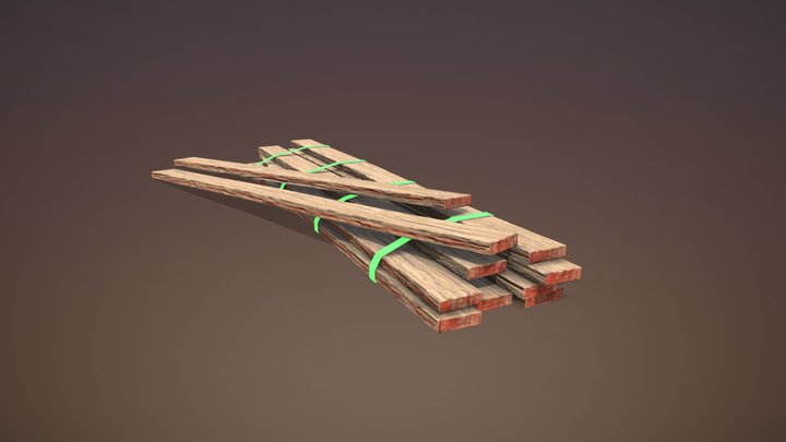Pile of Wood Planks (Low Poly) 3D Model