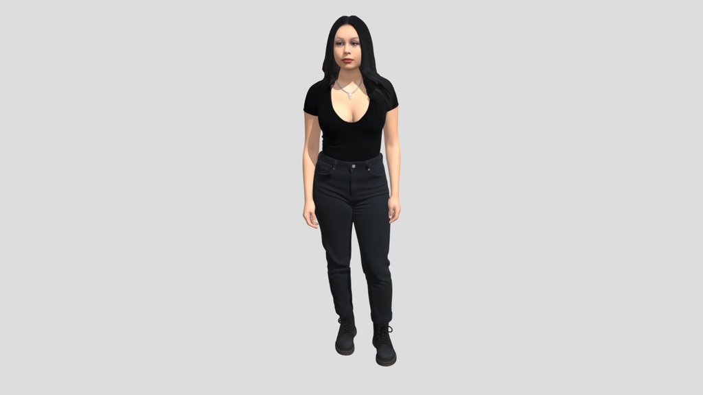 Portrait of a Woman in Black Top and Jeans