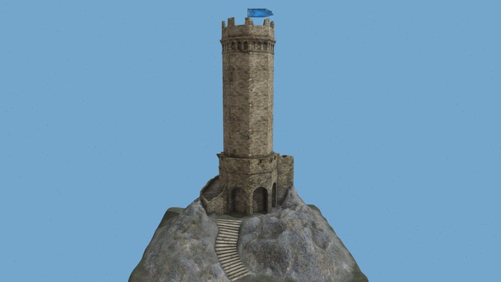 Ruined Tower_Flag Animation 3D Model