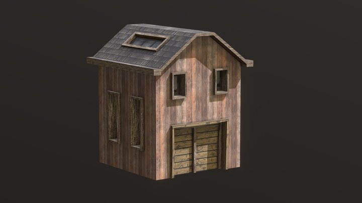 Old Wooden Village House Low-poly 3D model 4K 3D Model