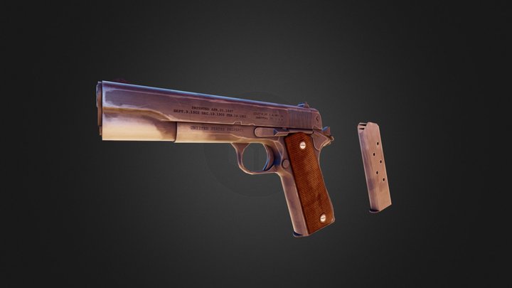 Colt 1911 lowpoly 3D Model