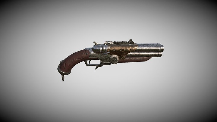 "The Folly" Three-barreled Derringer rifle 3D Model