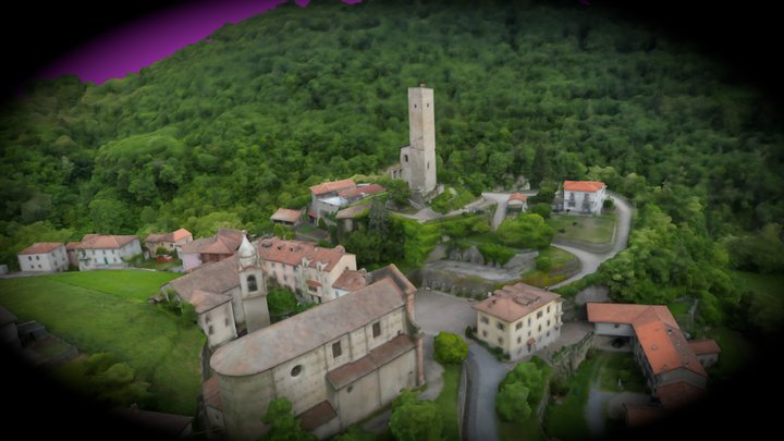 Mountain village with castle ruins 3D Model
