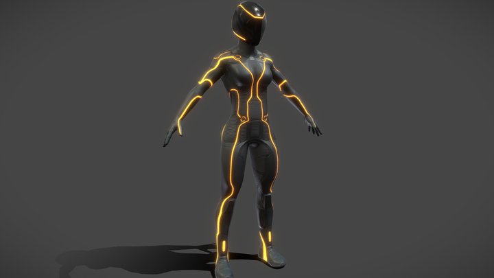 Female Led Stripes Full Bodysuit Character 3D Model