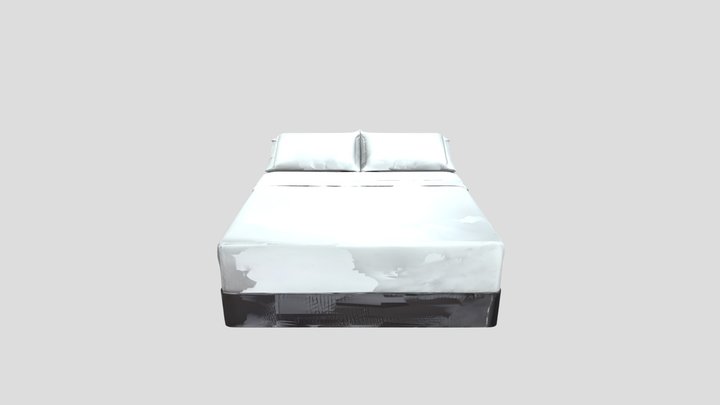 Modern platform bed with mattress and pillows 3D Model