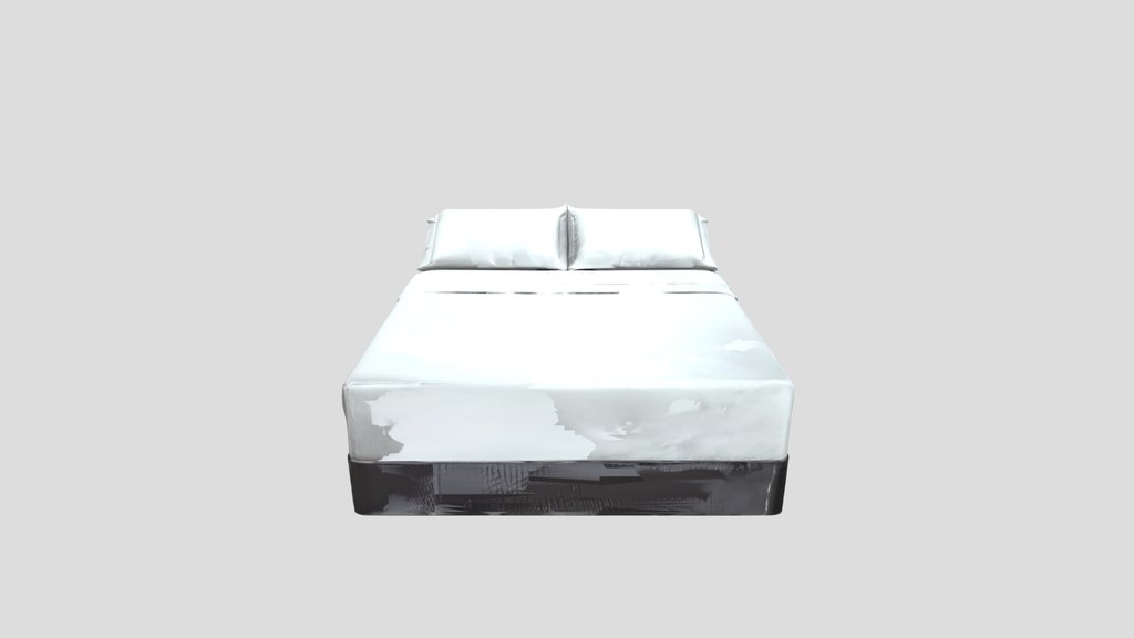 Modern platform bed with mattress and pillows