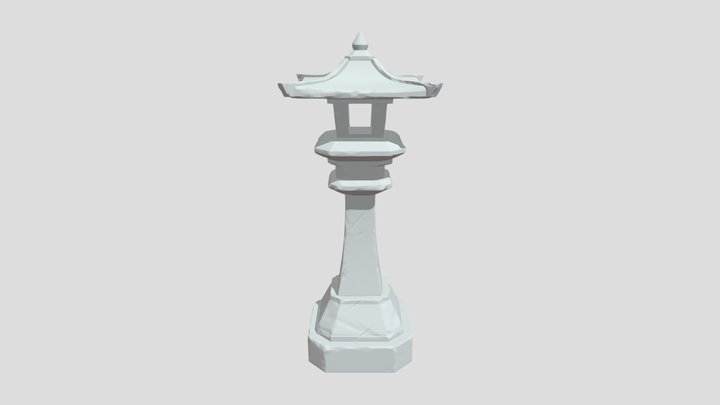 Stylize Stone Lamp 3D Model