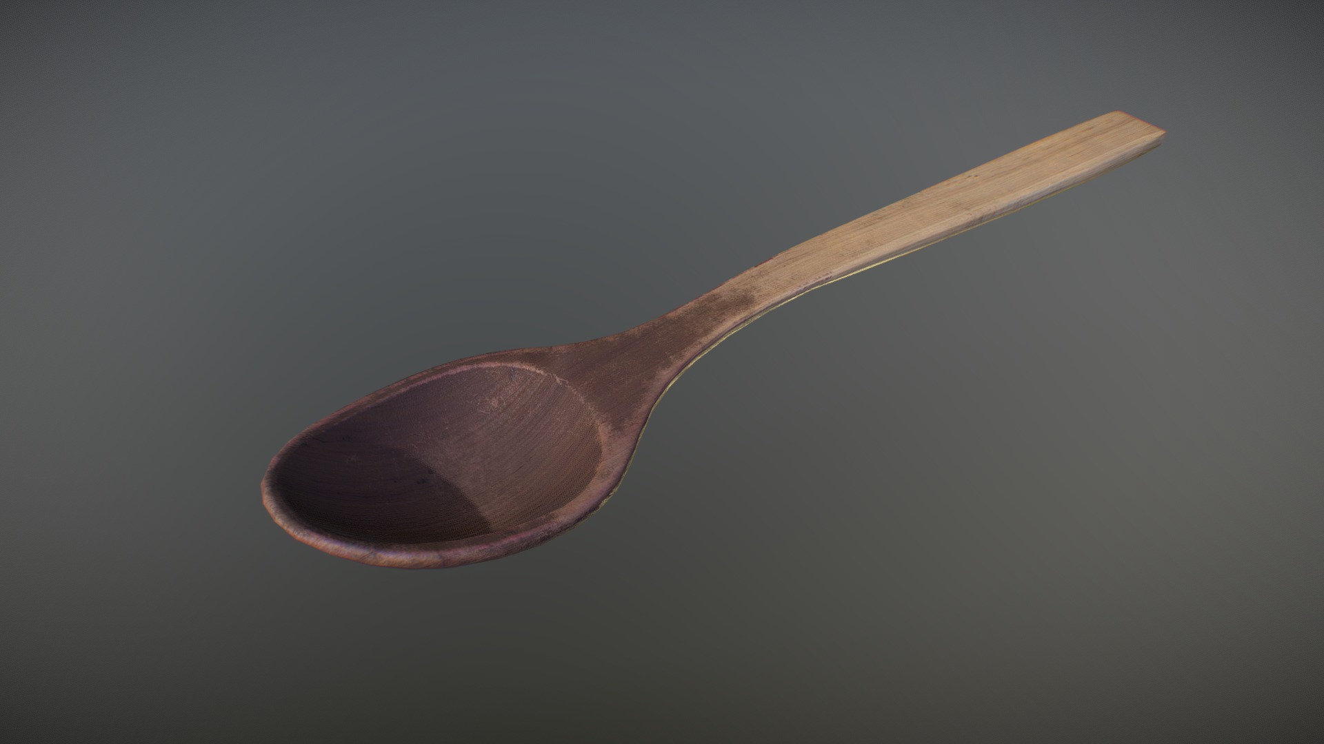 3D model Spoon - This is a 3D model of the Spoon. The 3D model is about a wooden spoon on a grey background.