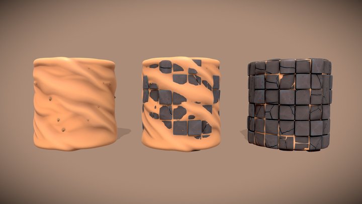 Stylized Tiled Textures : CobbleStones + Sand. 3D Model