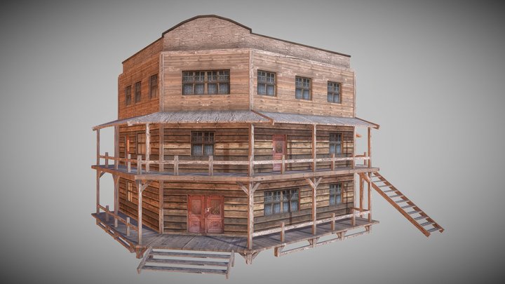 Western Bar - Mobile Game-Ready 3D Model