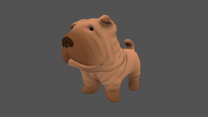 Free Shar Pei Animated Dog 3D Model