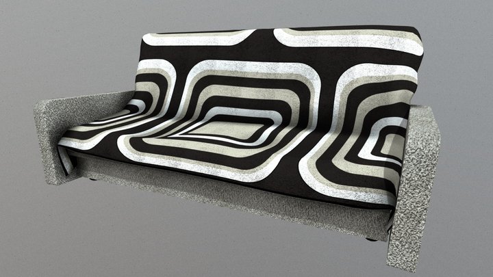 Old sofa with rug 3D Model