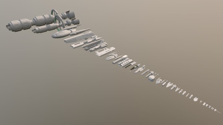 Spaceship Line Series 1 3D Model