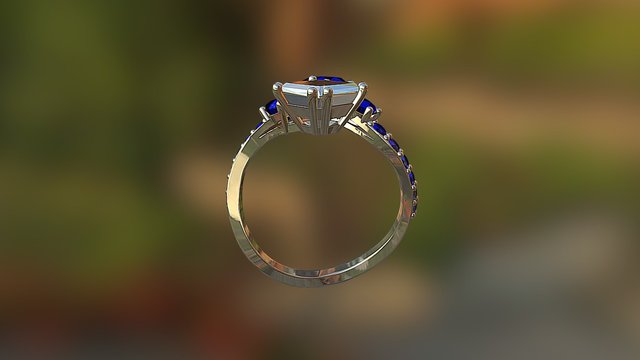 Ring with princess and saphirs 3D Model