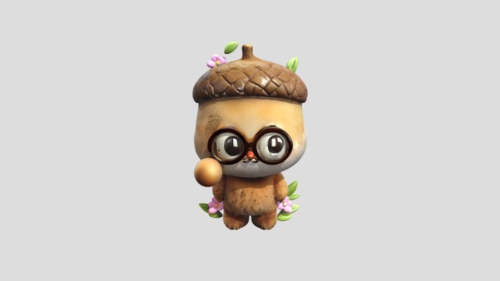 Acorn-themed furry character 3D Model