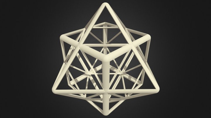 Wireframe First Stellation of Cuboctahedron 3D Model