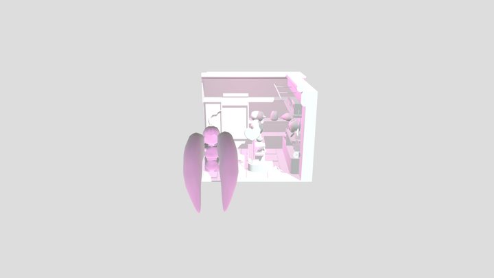 Нина тянется к носочкам в кафешке 3D Model