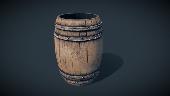 Wooden Barrel 3D Model