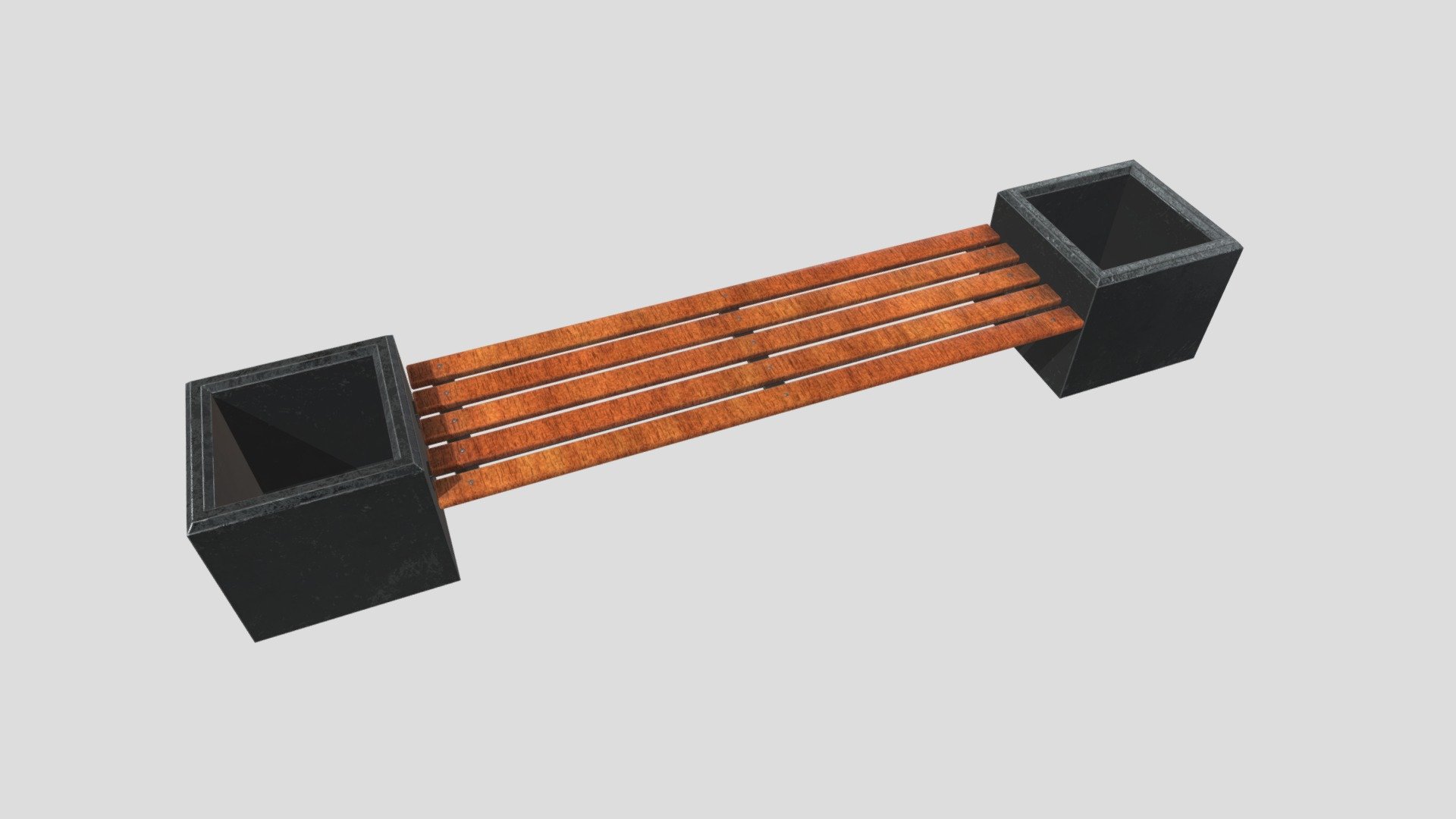 Street bench with urns (Game Ready) — Sketchfab embed 3D viewer