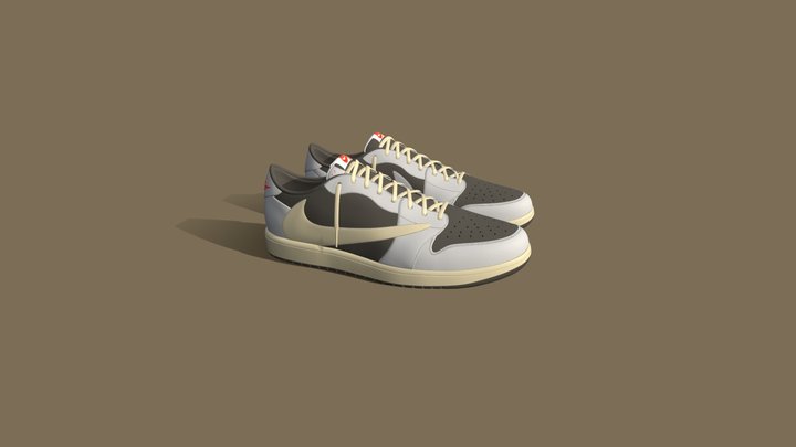 3D Travis Scott x Air Jordan 1 Low Reverse Mocha 3D Model