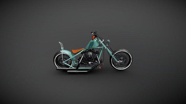 Custom Harley Davidson Chopper 3D Model