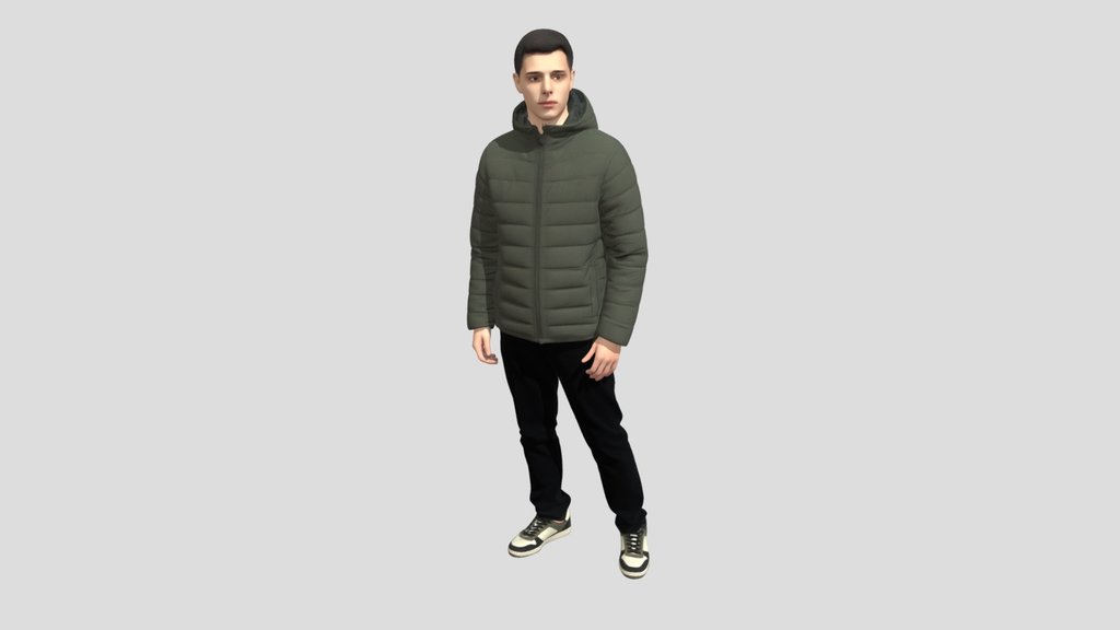 Olive Puffer Jacket Portrait