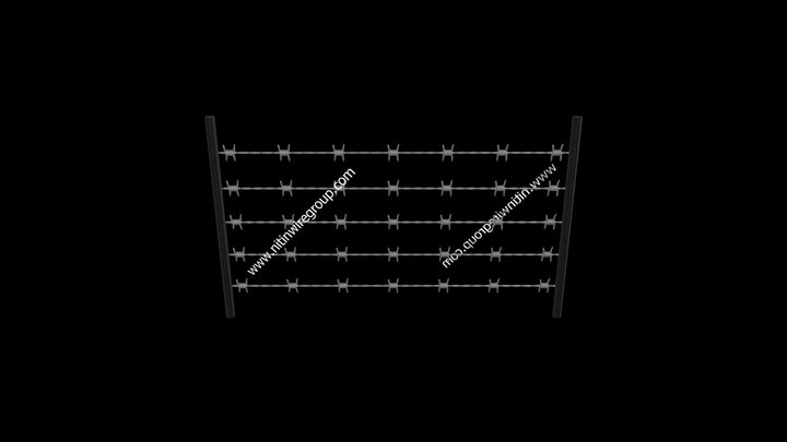 BB001 | 5 Line Barb Wire Fencing 3D Model