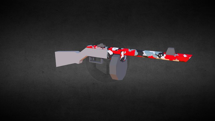 PPsh-41 low poly gun 3D Model