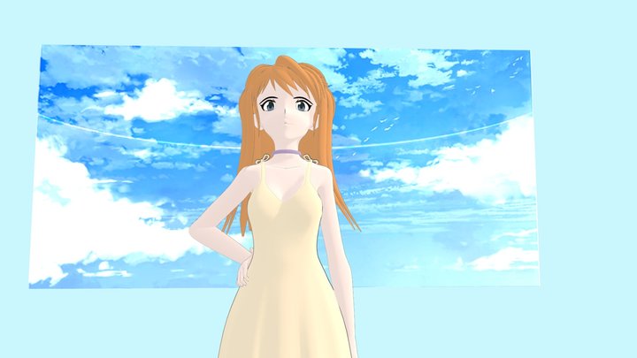 Asuka with Dress Rigged 3D Model