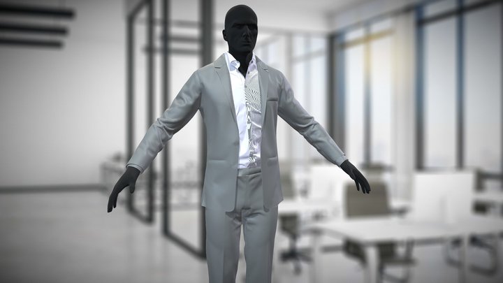 Men's business suit Marvelous Designer project 3D Model