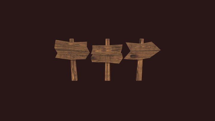 wooden sign board 3D Model