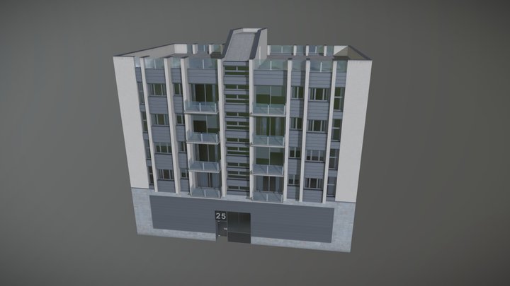 Midrise Residential #2 - 4 stories - Center 3D Model