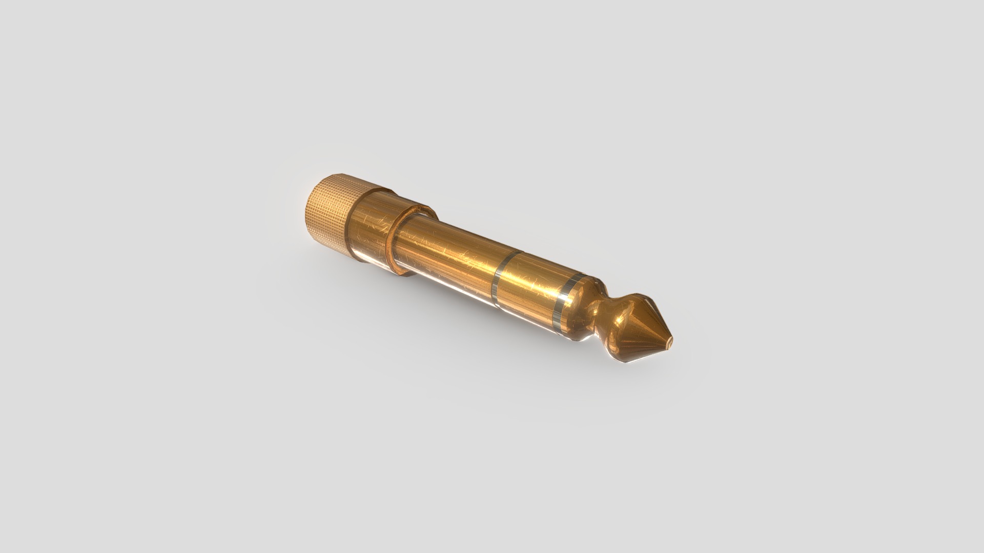 3D model Jack Plug Adaptor - This is a 3D model of the Jack Plug Adaptor. The 3D model is about a gold and silver pipe.