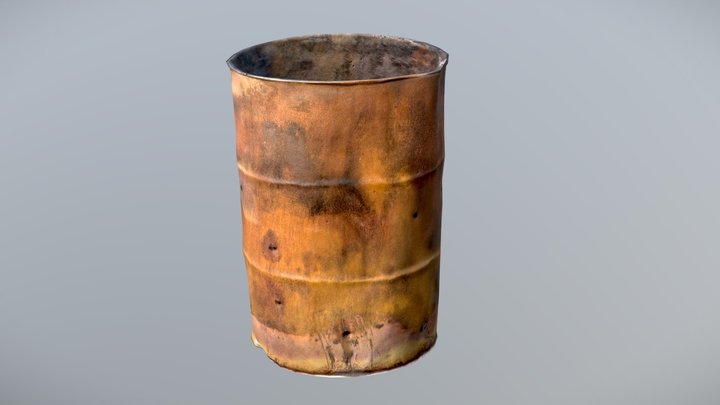 Oil Barrel Rusty Burned / Photoscan / LP PBR 3D Model