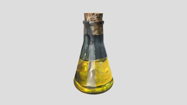 A flask with yellow liquid 3D Model