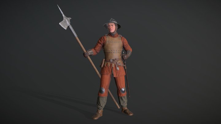 Medieval infantry sergeant 3D Model