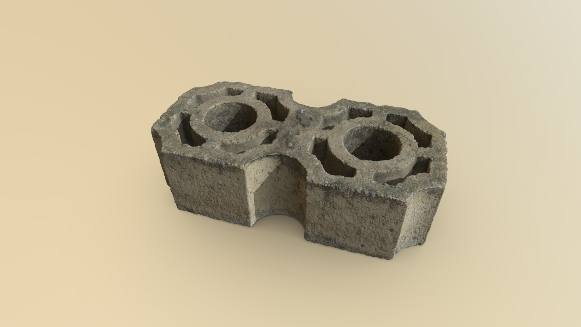 3D model Concrete Block - This is a 3D model of the Concrete Block. The 3D model is about a stone block with holes in it.