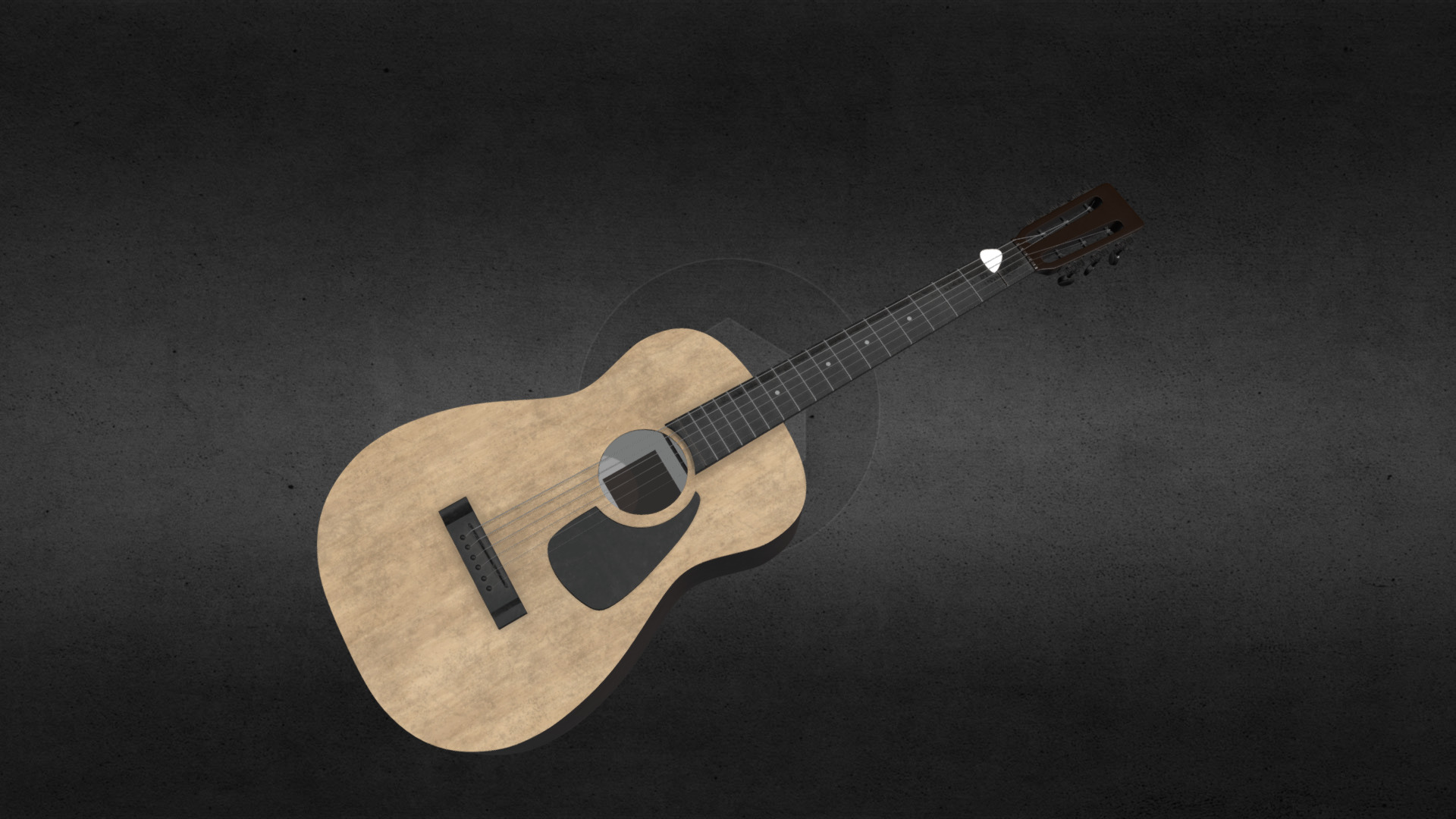 3D model Musical Instrument Guitar - This is a 3D model of the Musical Instrument Guitar. The 3D model is about a guitar on a black surface.