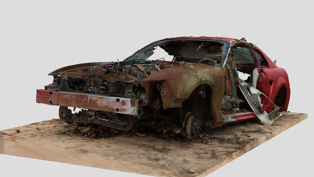 Burned Sports Car (Free Raw Scan)