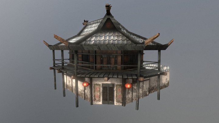 Ancient Chinese Courtyard House 3D Model