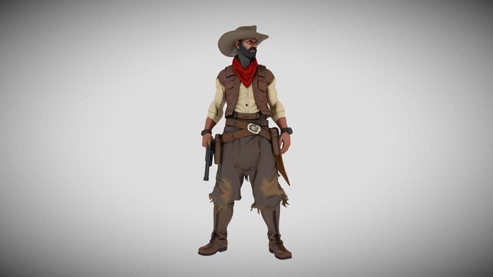 Rugged Outlaw Cowboy 3D Model