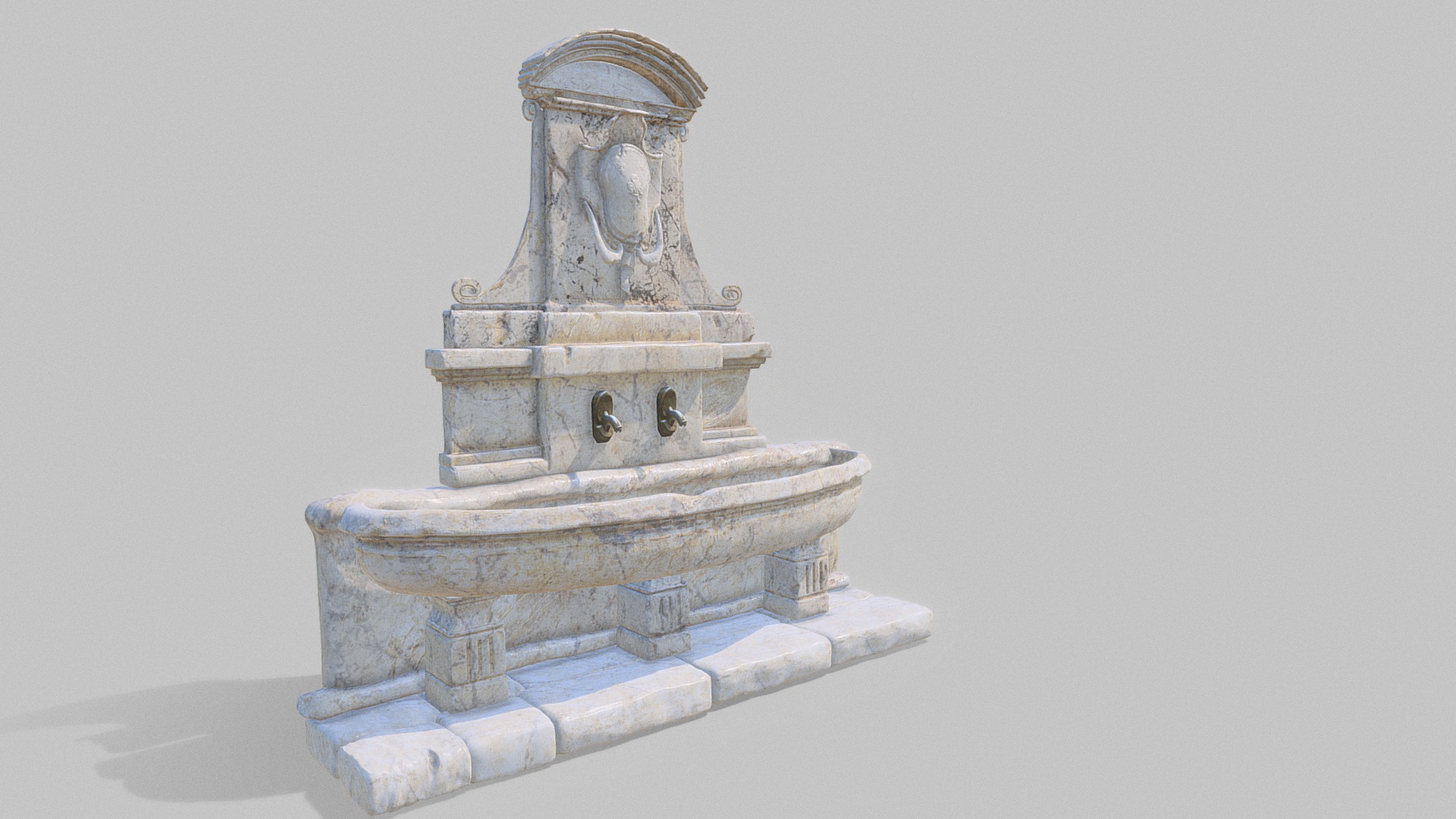 3D model Stone fountain 19th century Fuente Antigua - This is a 3D model of the Stone fountain 19th century Fuente Antigua. The 3D model is about a stone tower with a statue on top.
