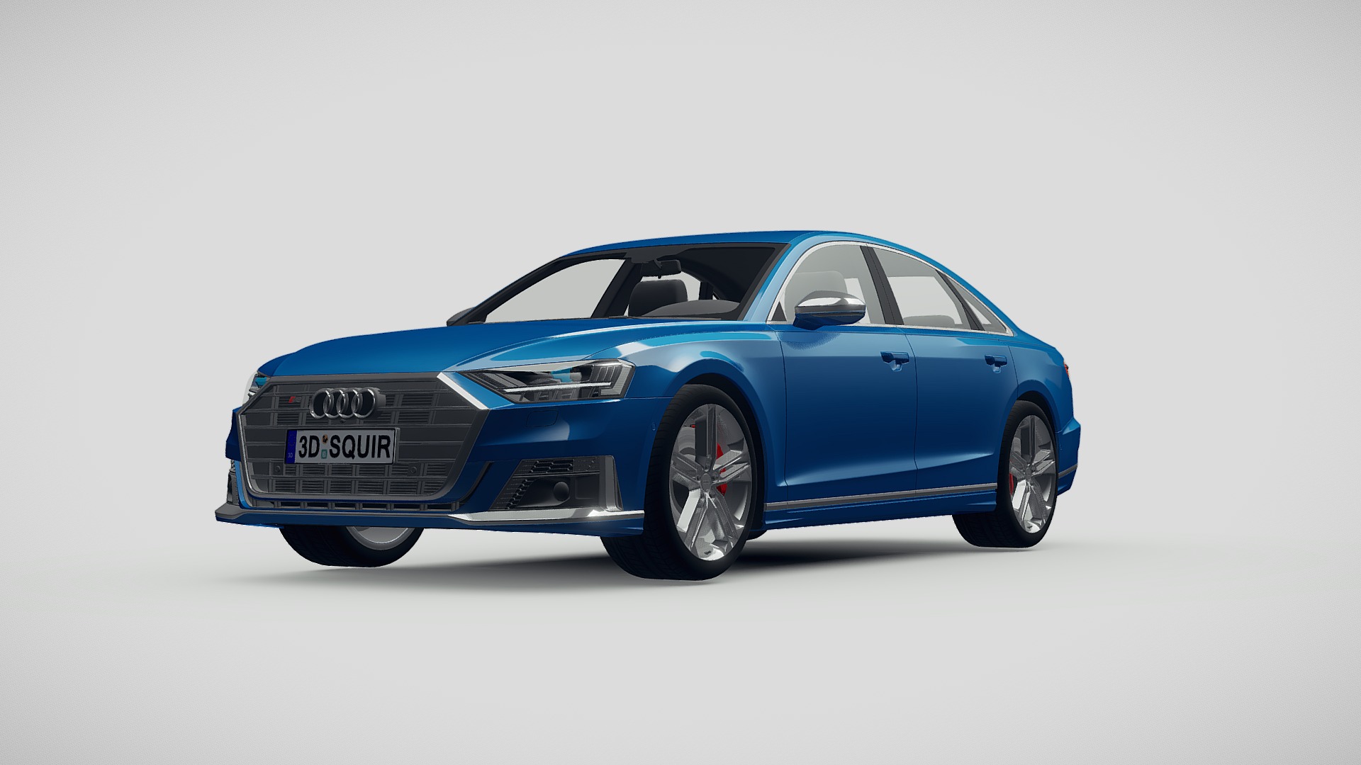 3D model Audi S8 2020 - This is a 3D model of the Audi S8 2020. The 3D model is about a blue car with a white background.