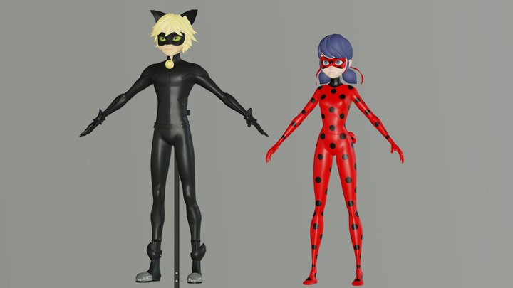 Ladybug and Chatnoir 3D Model