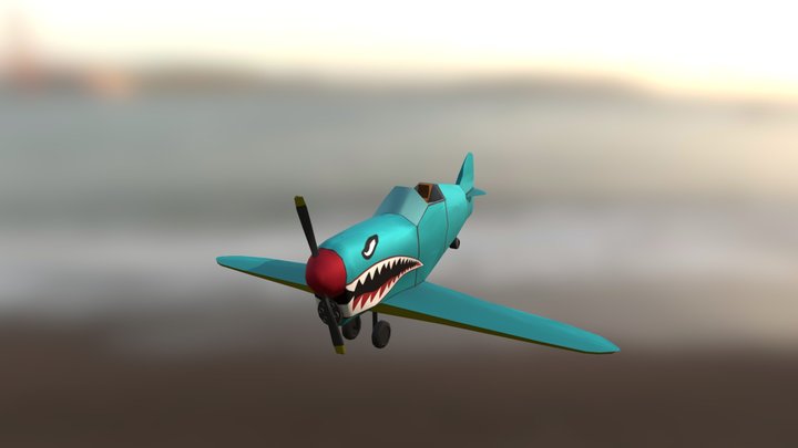 Curtiss P-40 Warhawk stylized 3D Model
