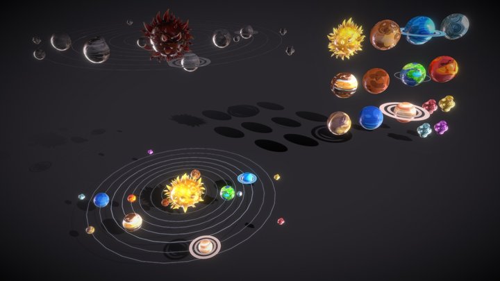 Cartoon Solar System 3D Model
