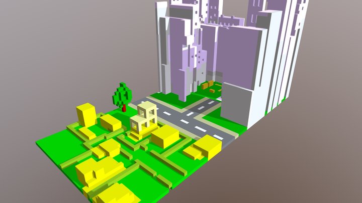 yeşil alan VS beton 3D Model