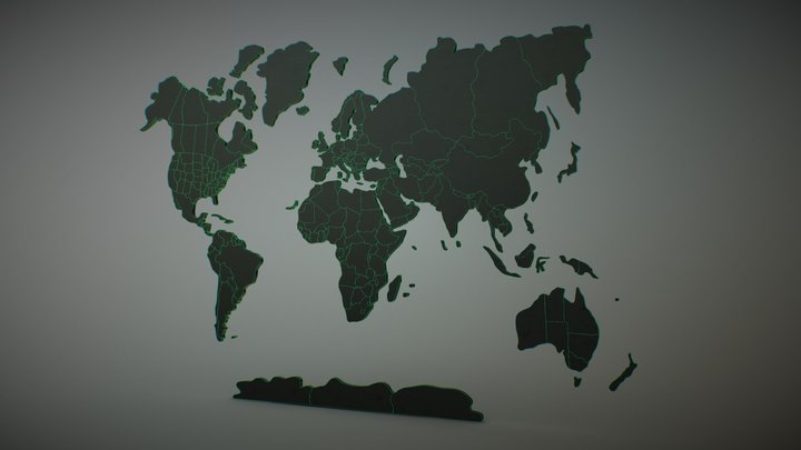 Full World Map Puzzle tiles 3D Model